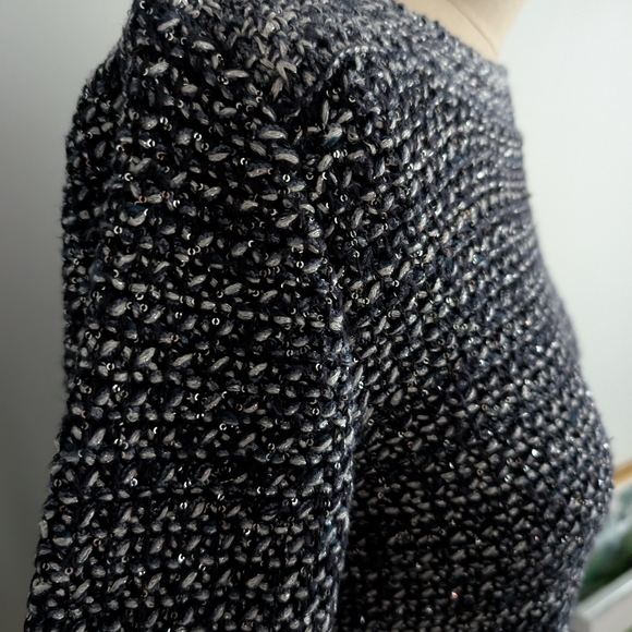 Ann Taylor - Navy Sequin Cotton Sweater - Picture 3 of 7
